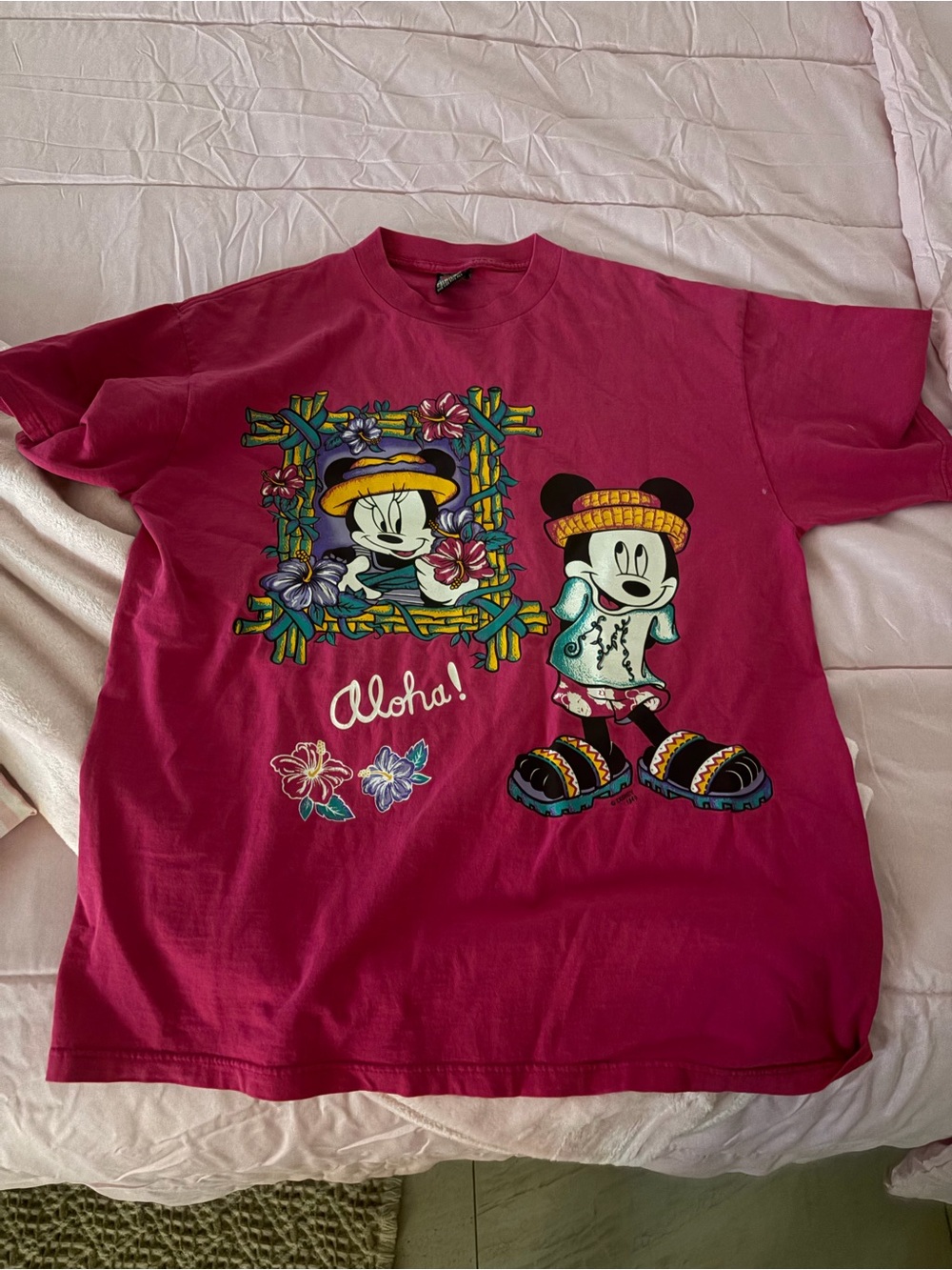 Disney Mickey & Minnie Aloha Graphic Tee - Pink